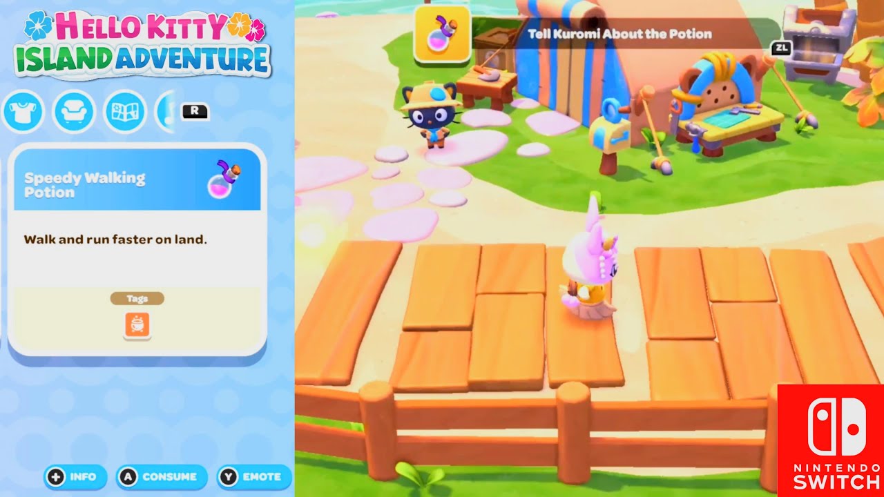 Hello Kitty Island Adventure SWITCH: Quest Potion Hunt 2 The Need for speed & Am i NFS?