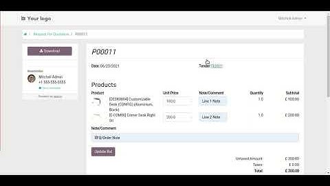 Request For Quotation-Portal With Global Note/Comments Odoo