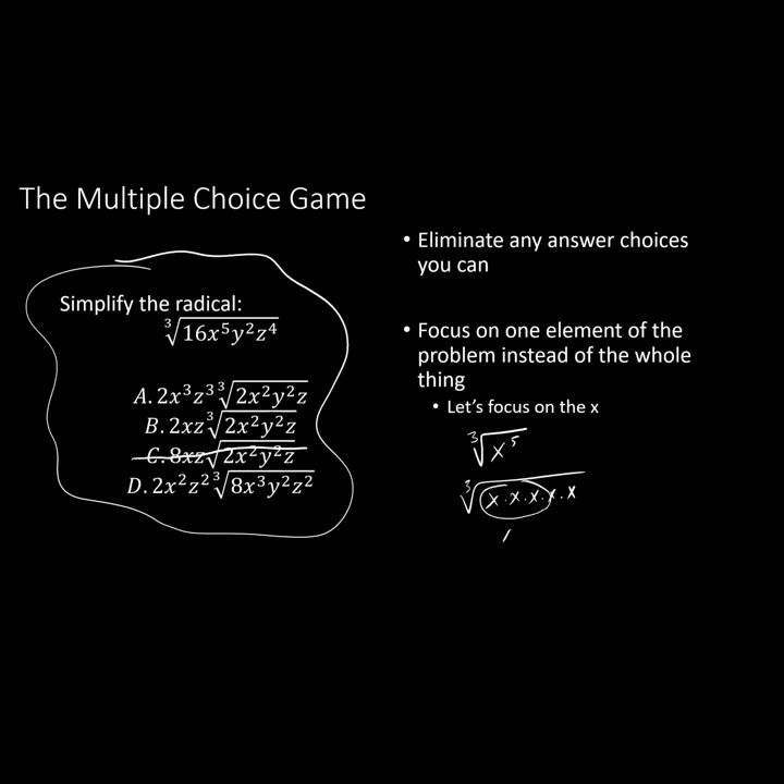 The Multiple Choice Game - 1 #mathhelp #multiplechoice #math #radicals #roots #makeiteasy