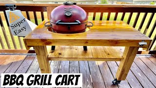 HOW TO MAKE A EASY BBQ CART  DIY Barbecue Grill Table Outdoor Kitchen  Mobile Cooking Cedar Wood