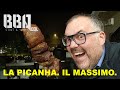 La picanha sul girarrosto nel barbecue. E ci aggiungiamo un bel rub