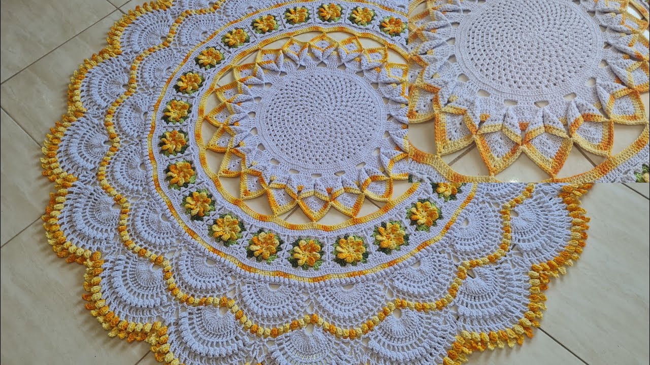 🌼TAPETE REDONDO SUELI | BASE E BICO INVERTIDO | VÍDEO AULA - PARTE 1/3