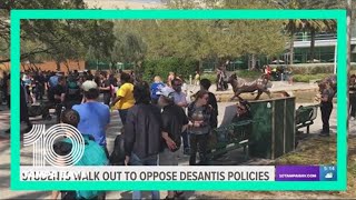Hundreds of USF students join statewide walkout to oppose Gov. DeSantis' education policies