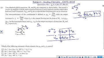 EC Analog Circuits all questions and answers GATE 2018