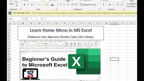 Learn Home Menu in MS Excel (Clipboard, Font, Alignment, Number, Style, Cells, Editing ) |