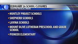 School closures for Tuesday, Feb. 26