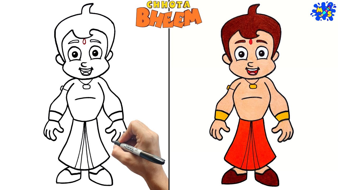 How to draw and color Chota Bheem | Drawings, Art for kids, Art