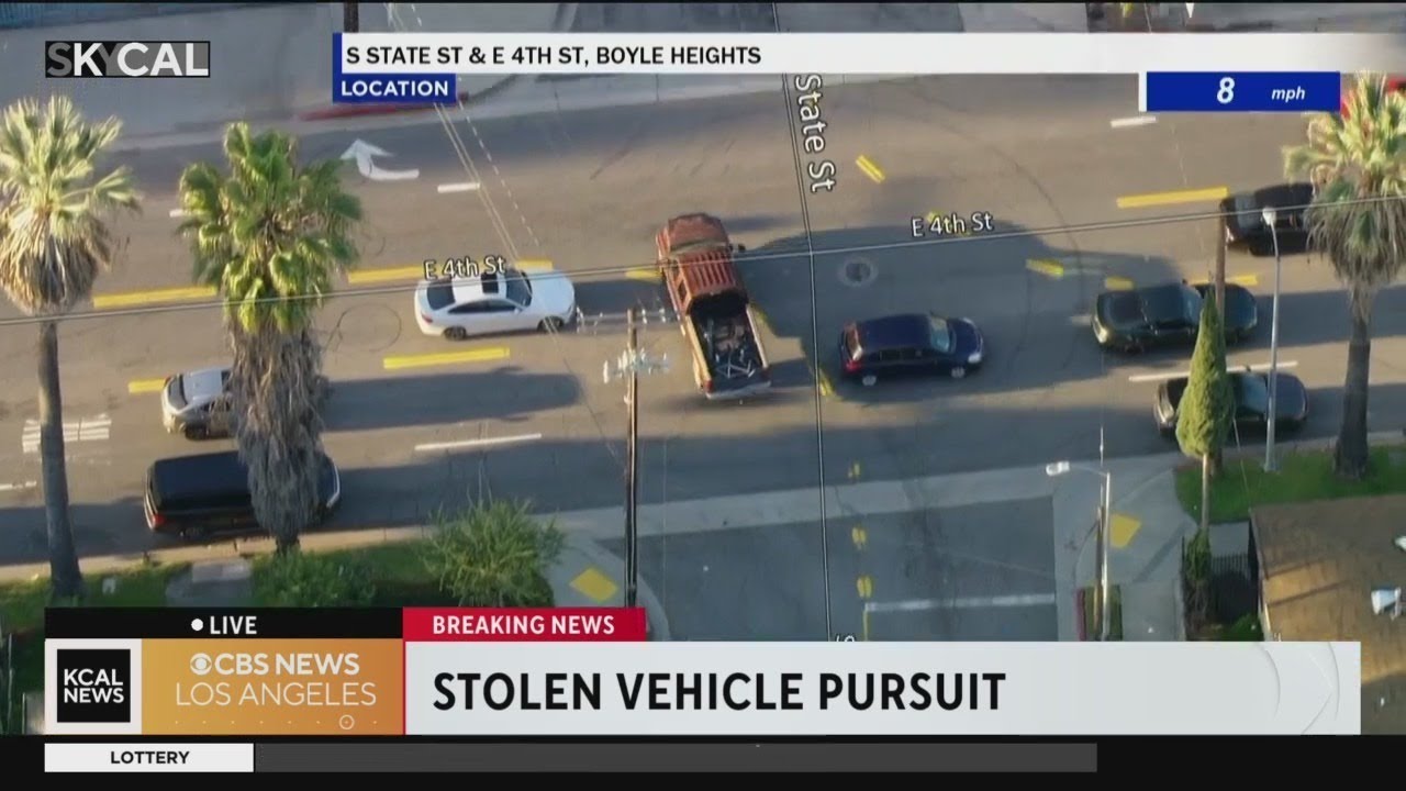 CHP in pursuit of stolen truck in Boyle Heights - YouTube