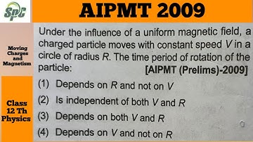 Under the influence of a uniform magnetic field , a charged particle moves with constant speed v in