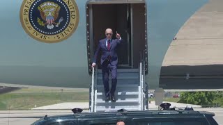 Raw footage: Biden lands in Charlotte to speak with families of fallen officers