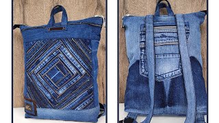 картинка: Пошила з блискавок круту сумку - наплічник / oldjeans / patchwork