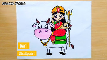 Shailputri Drawing | How to draw shailputri mata | Shailputri Drawing   easy step by step