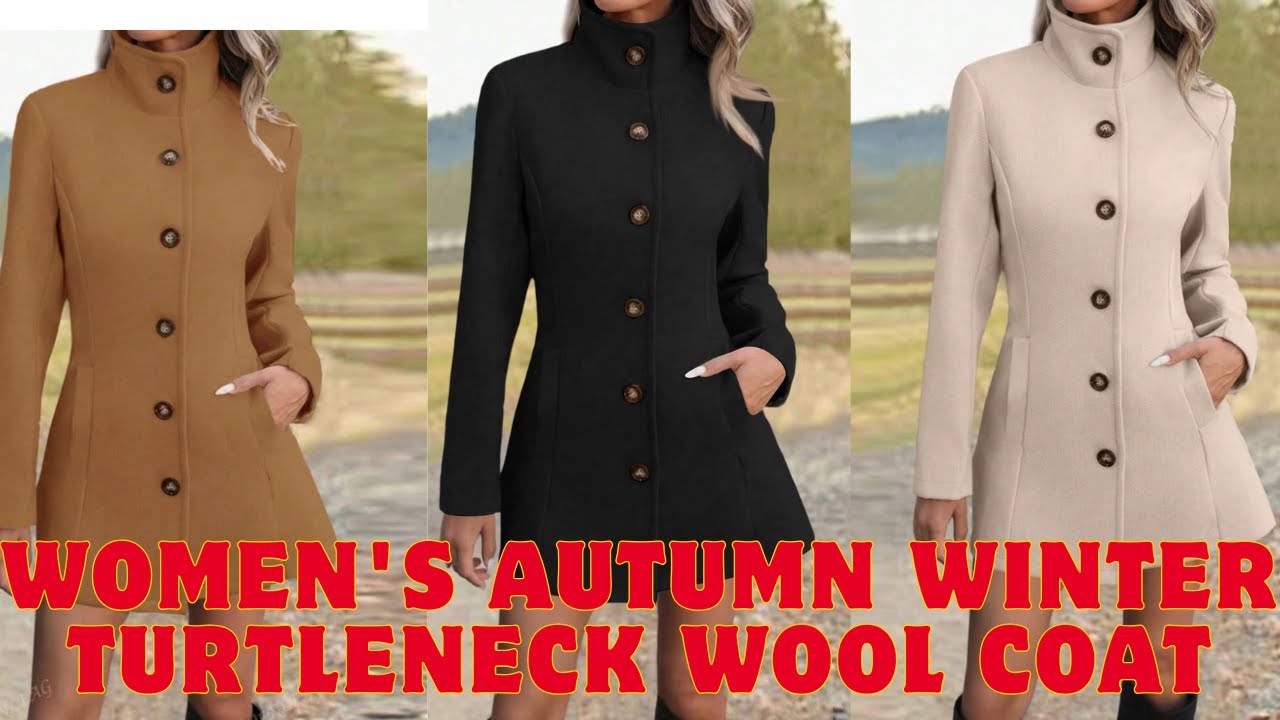 Women's Autumn Winter Turtleneck Woolen Coat