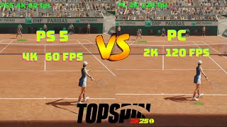 Topspin 2k25 |  PS5 4K 60 fps VS PC 2K 120 fps | Swiatek VS Raducanu | Roland Garros | Gameplay