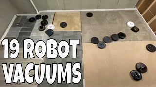 19 Robot Vacuums running at the same time in the Testing Room  FUN!