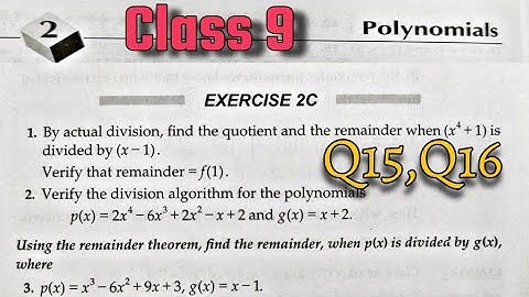 Class 9 Ex 2c Q15 Q16 Polynomials | RS Aggarwal CBSE  Exercise 2C | Rajmith Study