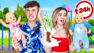 BECOMING PARENTS FOR 24 HOURS w/ My Boyfriend MORGZ! - Challenge