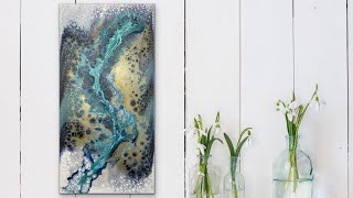 HOW I REUSE MY DRIPS | Colorful & White Pearl Cell Pour With Dutch Pour Combo |Acrylic Pour Tutorial