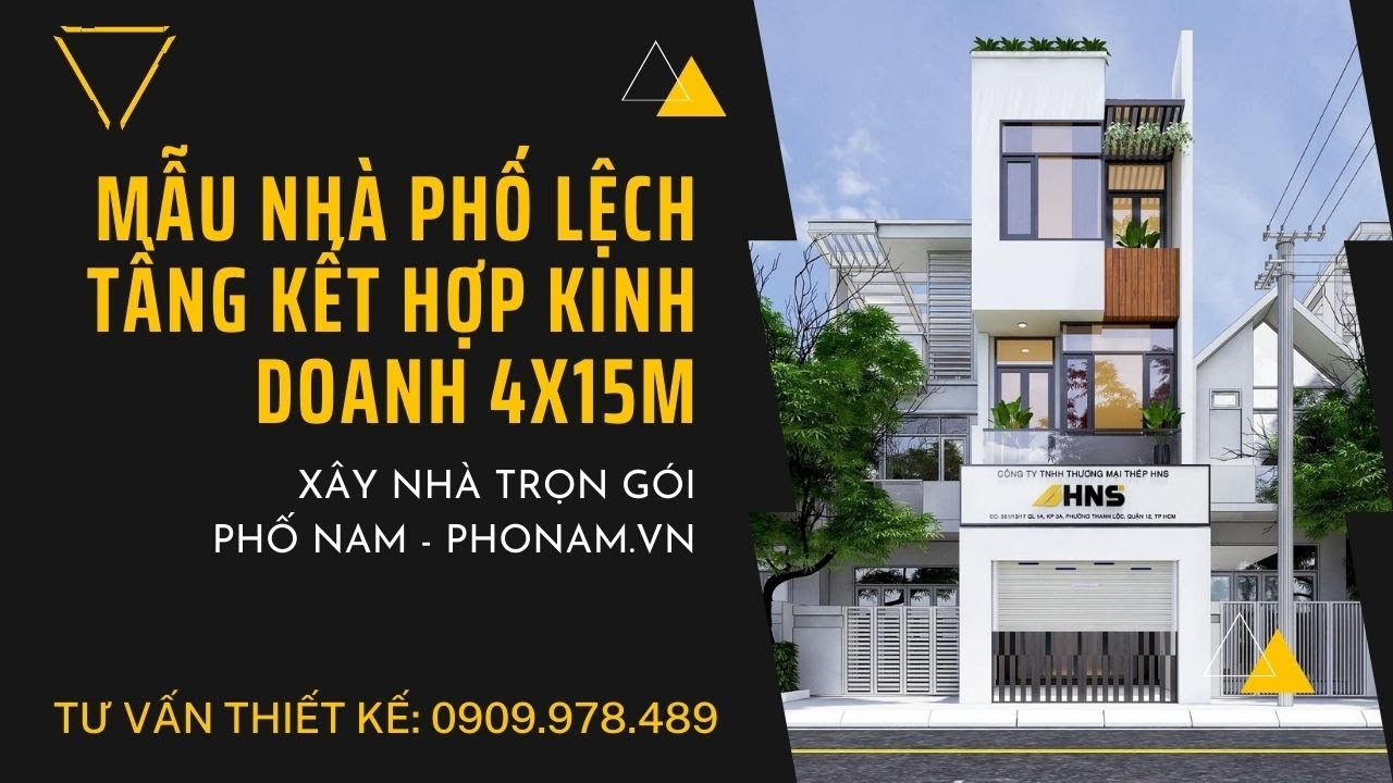 Mẫu nhà phố lệch tầng kết hợp kinh doanh 4x15m - Xây nhà trọn gói ...