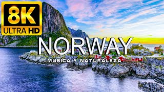 VOLANDO SOBRE NORUGEA 8K | Increíble paisaje natural hermoso con música relajante | VÍDEO 8K UHD