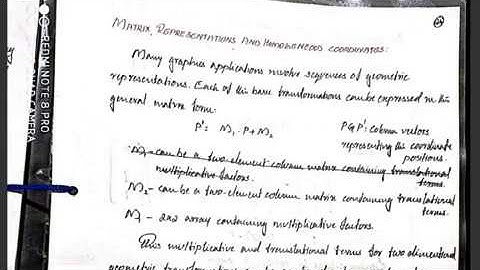 Computer Graphics And Multimedia::Homogeneous Coordinates And Matrix Representation