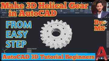 AutoCAD 3D drawing|| Make 3d helical gear in autocad|| Autocad 3d tutorial for beginners