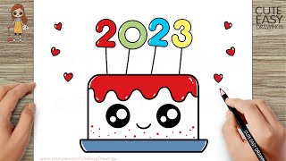 How to Draw a New Year Cake 2023  |  New Year Drawing Easy ?