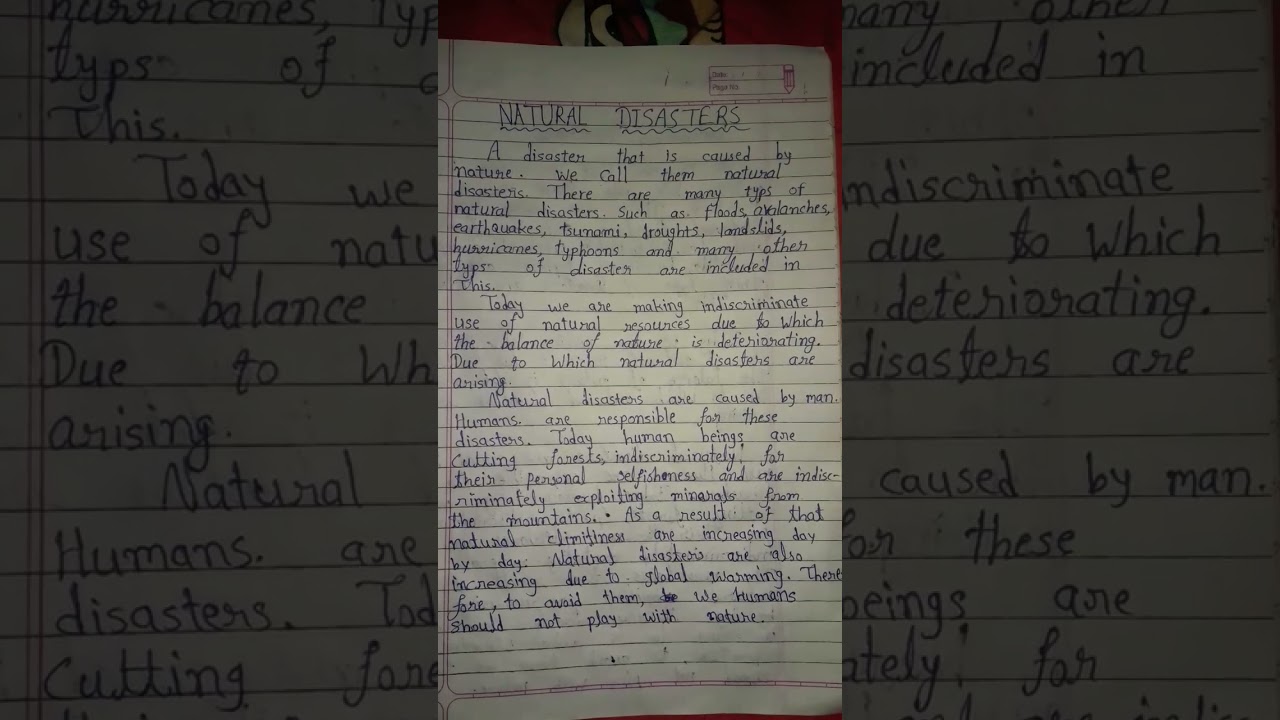 NATURAL DISASTERS ESSAY WRITING                    