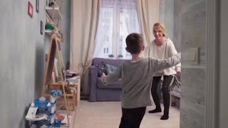 Little Boy Runs To Mother Stock Video