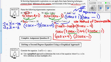 Lesson 9.2 Solving Second Degree Trig Equations