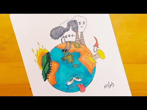 رسم عن التلوث رسم اشهار بيئي Pollution Drawing Dessiner Sur La Pollution 2 Kirlilik çizimi