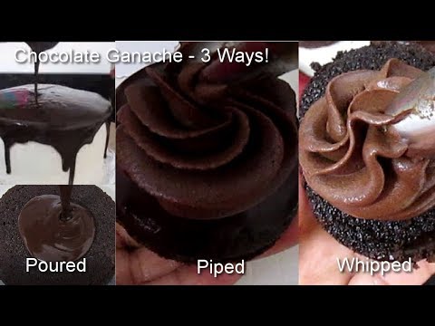 How To Make Chocolate Ganache Recipe- 3Ways! Poured, Piped, Whipped (English)