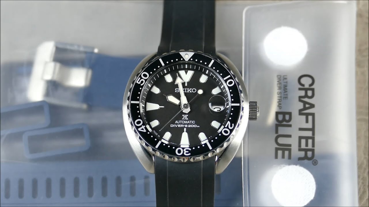 On the Wrist, from off the Cuff: Crafter Blue – CB13 Fitted-end Seiko Mini  Turtle Rubber Dive Strap - YouTube