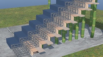 zig zag stair 3d/ How to make ring of chain stair(slabless stair) Folded plate staircase