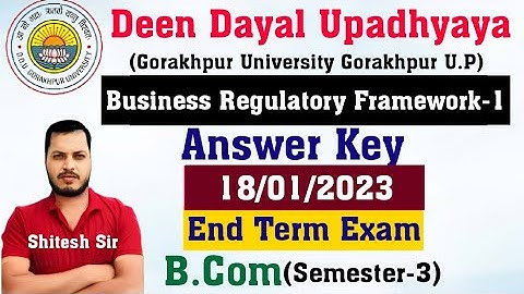 Business Regulatory Framework 1st Paper | Answer key | B.Com 3rd Semester | DDU End Term Exam 2023