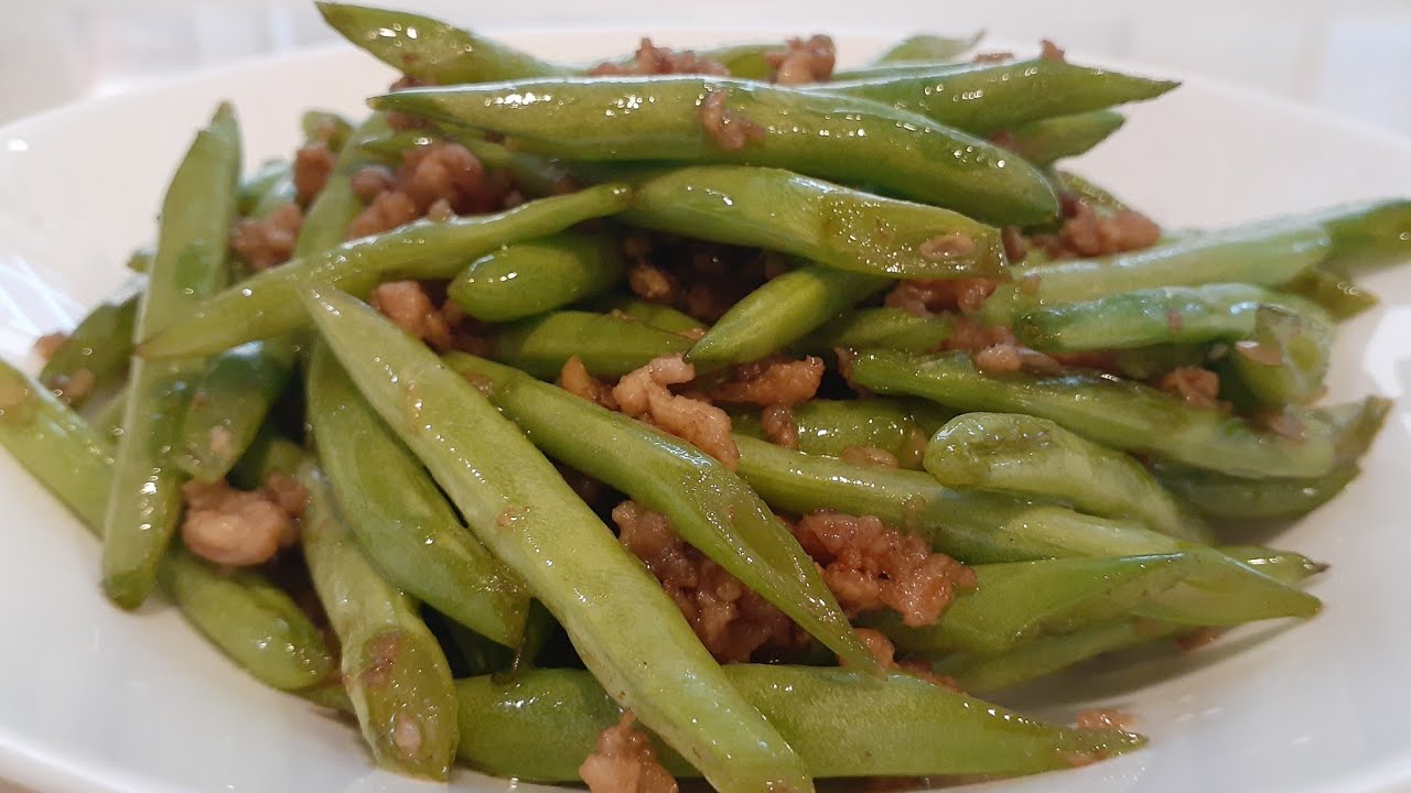 Fried French Beans Recipe WitH Meat PorK SimpLe CooKing YouTube