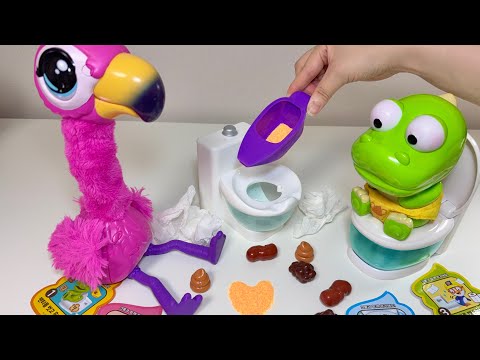 [Toy asmr]Gatta Go Flamingo🦩&Crong’s Poop Party💩플라밍고 크롱 변기놀이