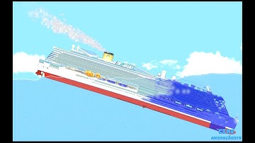 Sinking the ship MS Costa Smeralda with a laser beam in the floating sandbox simulator