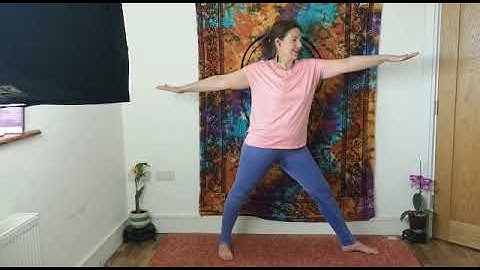 Triangle pose with focus on knees