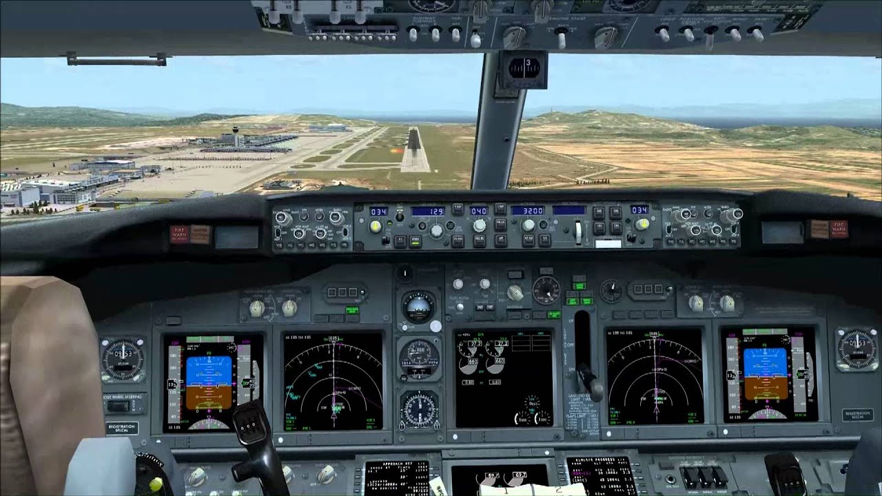 KLM Boeing 737-700 Cockpitview Landing at Athens [FaceTrackNoir/FS2004