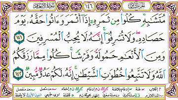 القرآن الكريم مقسم إلى أجزاء بدون صوت للقراءة ومراجعة الحفظ - الجزء 8 مكتوب - مصحف التجويد الملون
