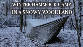 Winter snow camp in a hammock