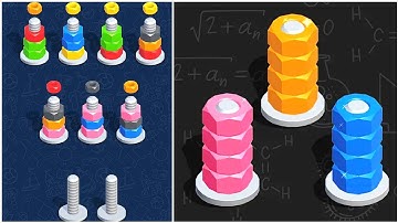 Colour Screw Sort Gameplay 12 , Android Games ios Walkthrough Simulator Think Brain Puzzle
