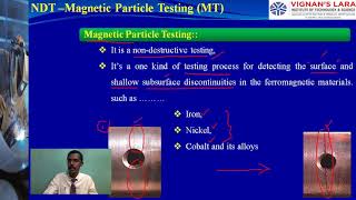 NDT: Unit 4: Class 1 - JNTUK - Introduction to Magnetic Particle Testing - Principle of MT
