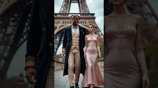 Ai Love Story In Paris Elegant Dog Man & Woman Walking In Style