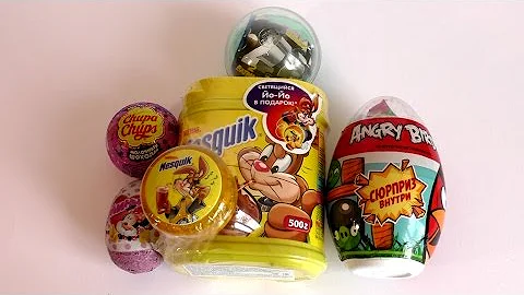 Good-looking Surprise Eggs! Peppa Pig, Minnie Mouse, Angry Birds, Batman + Nesquik