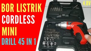 Bor listrik mini cordless drill 45 in 1