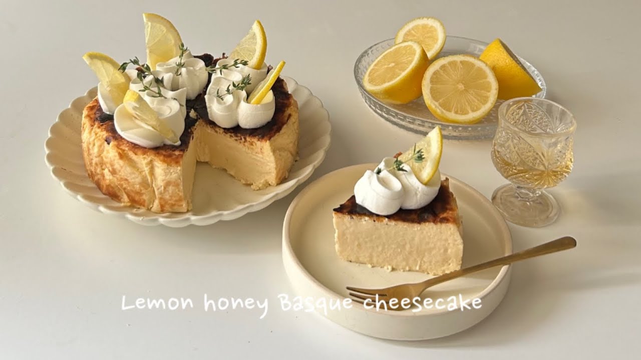 はちみつレモンバスクチーズケーキrecipe🍯🧀🍋休日の福岡カフェvlog