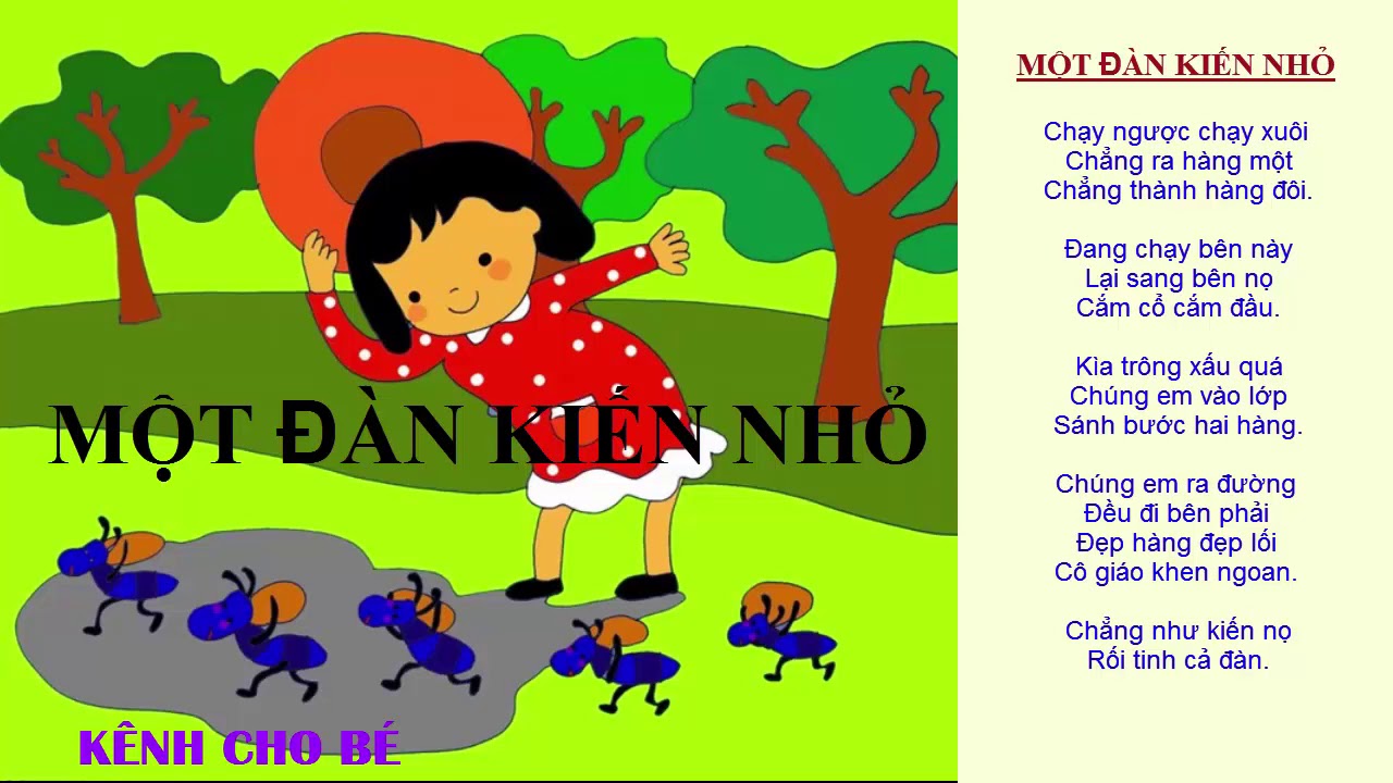 Bé tập đọc thơ - Bài thơ MỘT ĐÀN KIẾN NHỎ _ Chạy ngược chạy xuôi, chẳng ra hàng một.. Bé học chữ