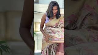 Floral Patterned Zari Woven Semi Tussar Saree #shorts #saree #ahambotique